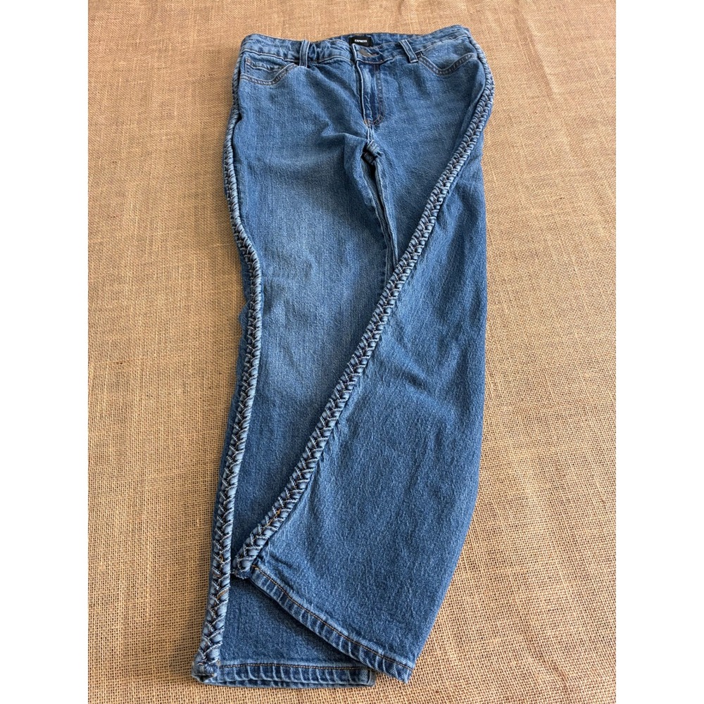Western Express Women 6 Boho Braided Side Seam Straight Leg Denim Jeans - Picture 6 of 8